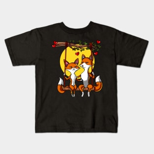 Cute Fox Couple Kids T-Shirt